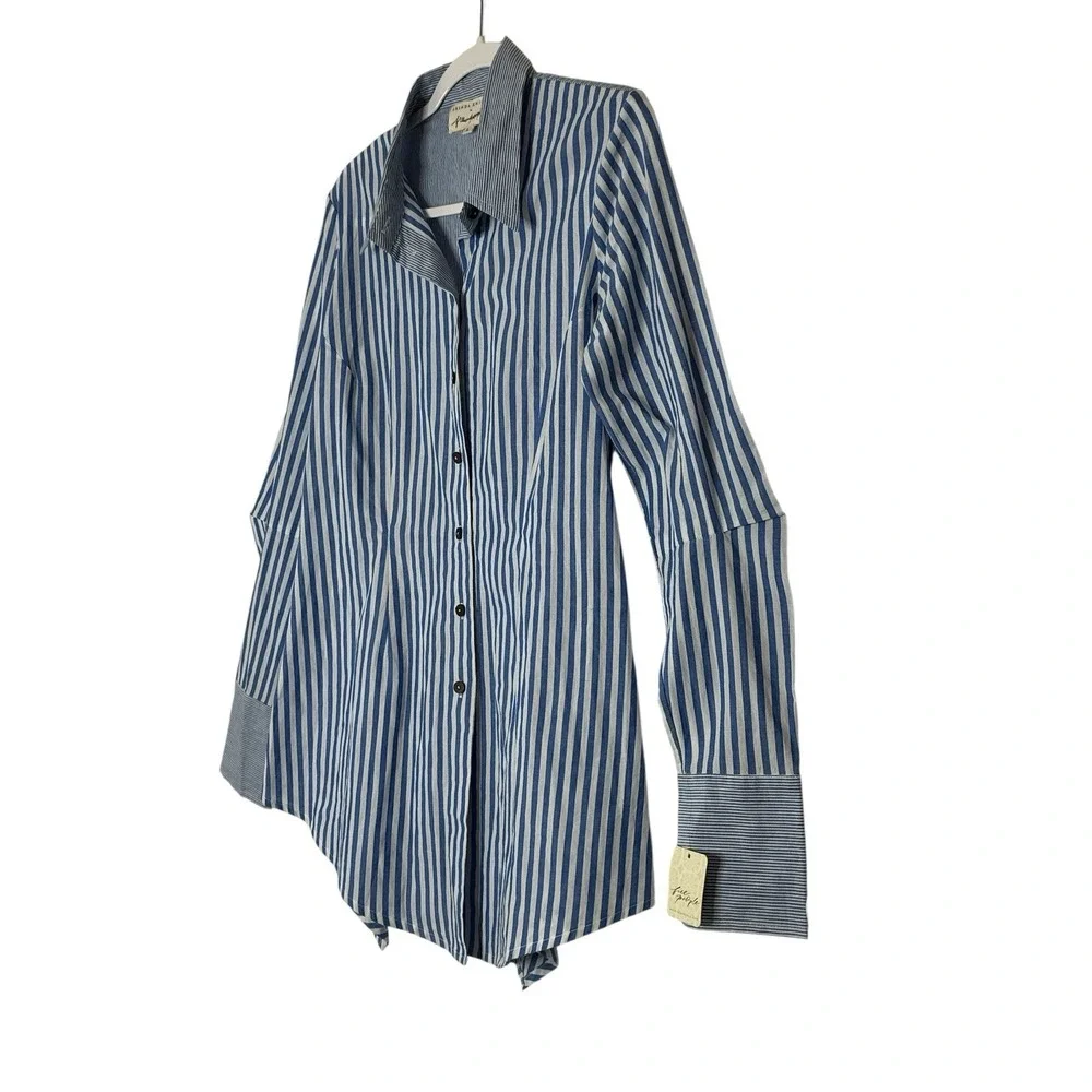 Free People x Brenda Knight Top Women's Large‎ Striped Button Up Cotton New